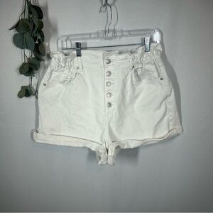 LOFT | High Rise Paper Bag Jean Shorts White Elastic Waistband Womens Size 12/31